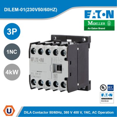 EATON Moeller Series DILEM Mini Contactor 3P 220V 50/60Hz 4kW | DILEM-01(230V50/60HZ)