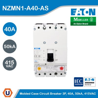EATON Molded Case Circuit-Breaker (MCCB) 3P, 40A, 50kA 415VAC | NZMN1-A40-AS