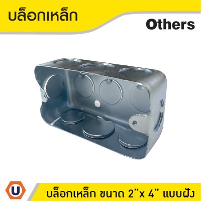บล็อกเหล็ก ขนาด 2x4 Box เหล็กฝัง แบบตื้น กล่องเหล็ก