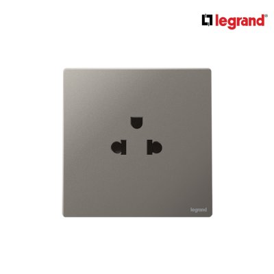 Legrand เต้ารับเดี่ยว 3 ขา มีกราวด์ สีเทาดำ 1G EURO-US 16A 2P+Earth Socket | Mallia Senses | 281103DS