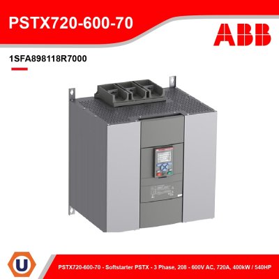 ABB (Soft Starter) - Softstarter PSTX - 3 Phase, 208 - 600V AC, 720A, 400kW / 540HP | STX720-600-70