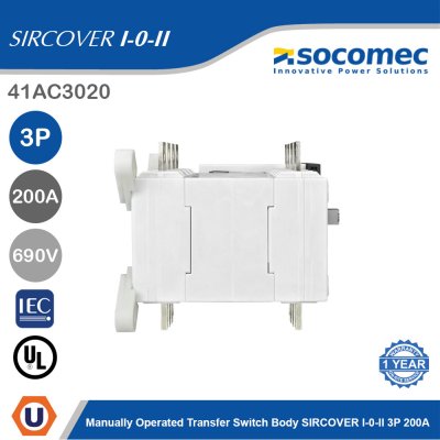 Socomec Manually Operated Transfer Switch Body SIRCOVER I-0-II 3P 200A | 41AC3020