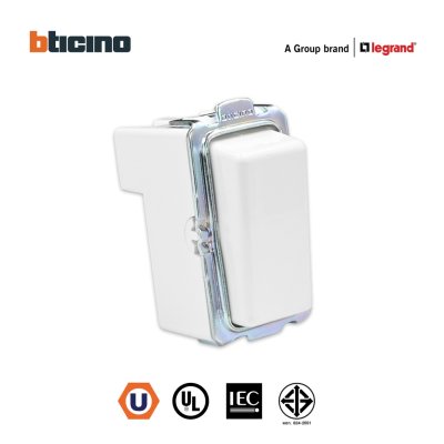 BTicino สวิตช์สองทาง1 ช่อง สีขาว Two Way Switch 1 Module 16AX 250V White รุ่น Magic Advance | M9003