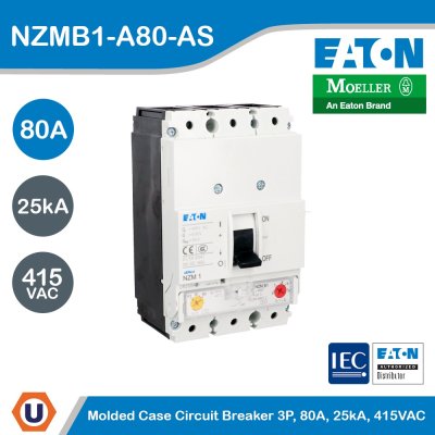 EATON Molded Case Circuit-Breaker (MCCB) 3P 80A 25kA 415VAC | NZMB1-A80-AS