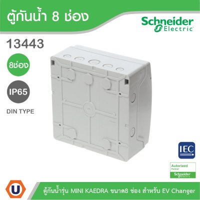 Schneider Electric ตู้กันน้ำ MINI KAEDRA รุ่น 8 ช่อง IP65 เหมาะสำหรับใส่เบรกเกอร์แบบเกาะราง (ใส่เบรกเกอร์ EV) | 13443