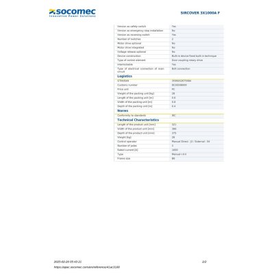 Socomec Manually Operated Transfer Switch Body SIRCOVER I-0-II 3P 1000A | 41AC3100