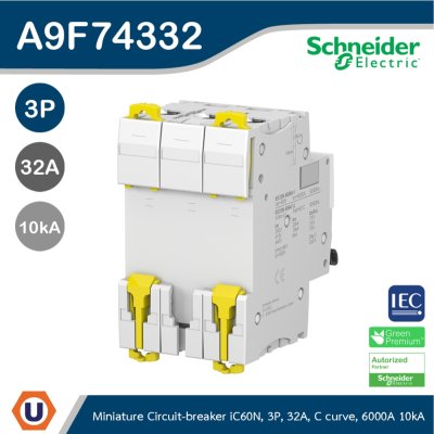 Schneider Electric 3P 32A Miniature circuit-breaker Acti9 iC60N 400VAC | A9F74332