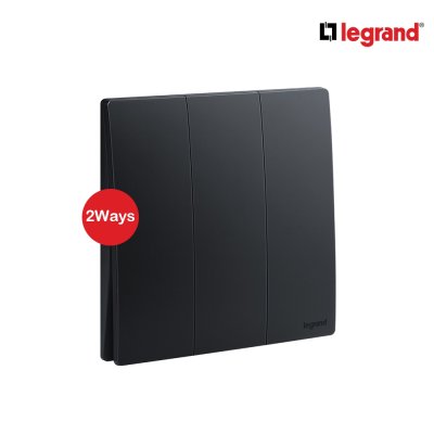 Legrand สวิตช์สองทาง 3 ช่อง สีดำ 3G 2Ways Switch 16AX รุ่นมาเรียเซนต์ | Mallia Senses | 281005MB