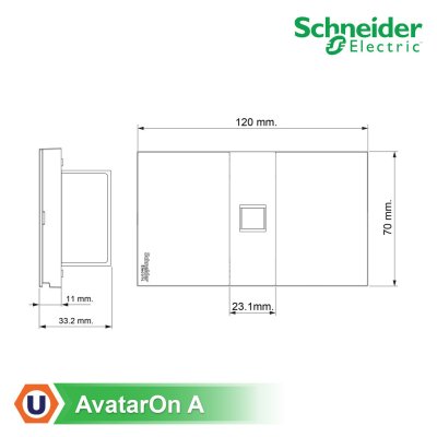 Schneider Electric ชุดเต้ารับคอมพิวเตอร์ (LAN) CAT6 ขนาด 1 ช่อง พร้อมฝาครอบ สีดำ รุ่น AvatarOn A