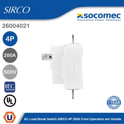 Socomec AC Load Break Switch SIRCO 4P 200A Front Operation w/o Handle | 26004021