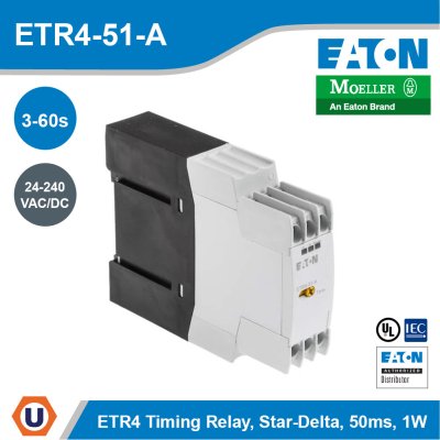 EATON Timing relay star-delta 50ms 1W 3-60s 24-240VAC/DC | ETR4-51-A