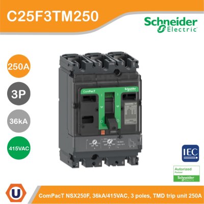 Schneider Electric Circuit breaker ComPact NSX250F 36kA/415VAC 3P TMD trip unit 250A | C25F3TM250