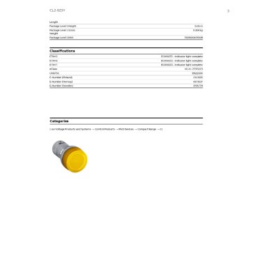 ABB Pilot lamp (with LED) ไฟเลี้ยง 230 VAC Yellow | 1SFA619403R5233 | CL2-523Y