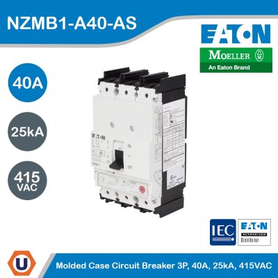 EATON Molded Case Circuit-Breaker (MCCB) 3P 40A 25kA 415VAC | NZMB1-A40-AS