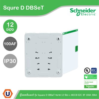 Schneider Electric ตู้โหลดเซ็นเตอร์ รุ่น Square D DBSeT ขนาด 12 ช่อง + MCCB รุ่น EZC 3P 100A 30kA