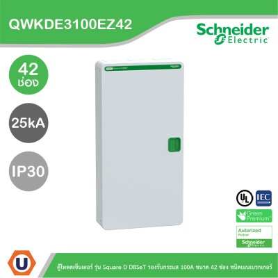 Schneider ตู้โหลดเซ็นเตอร์ รุ่นSquare D DBSeT รองรับกระแส 100A ขนาด42ช่อง | QWKDE3100EZ42