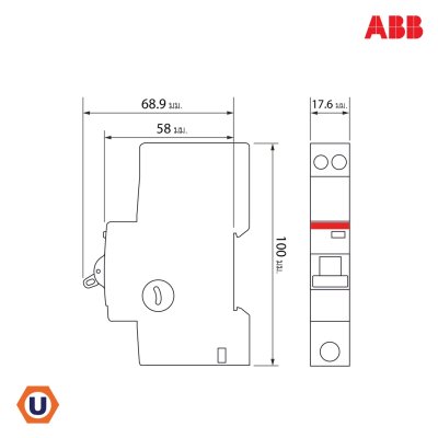 ABB DSE201 C25 AC30 Miniature Circuit Breaker with Overload protection (RCBO), Type AC, 1P, 25A, 6kA, 30mA, 240V