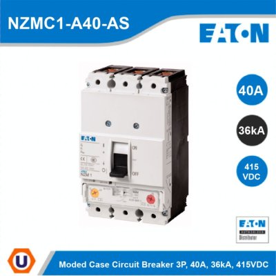 EATON Moded Case Circuit Breaker (MCCB) 3P, 40A, 36kA 415VDC | NZMC1-A40-AS