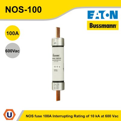 EATON Bussmann Series NOS Fuse Class K5 Fuse 100A Interrupting Rating of 10 kA at 600 Vac | NOS-100