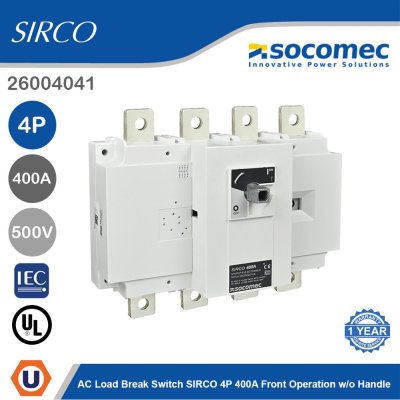Socomec AC Load Break Switch SIRCO 4P 400A Front Operation w/o Handle | 26004041