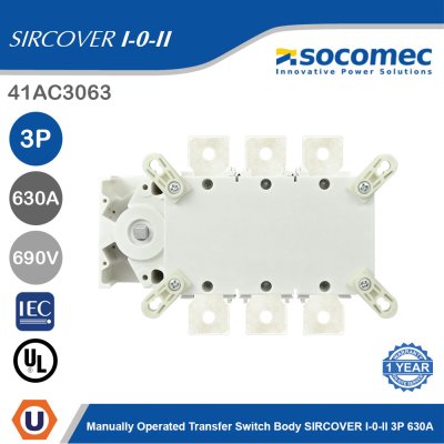 Socomec Manually Operated Transfer Switch Body SIRCOVER I-0-II 3P 630A | 41AC3063