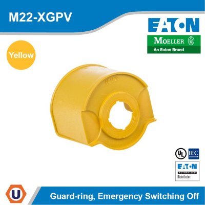 Eaton M22 pushbutton guard ring, M22 Emergency Stop Operator Guard Ring, 22.5 mm, Button: Yellow, IP66, | M22-XGPV