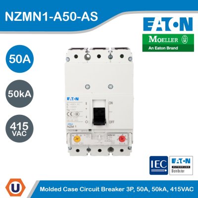 EATON Molded Case Circuit-Breaker (MCCB) 3P, 50A, 50kA 415VAC | NZMN1-A50-AS