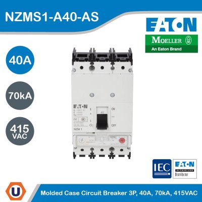 EATON Molded Case Circuit-Breaker (MCCB) 3P 40A 70kA 415VAC | NZMS1-A40-AS