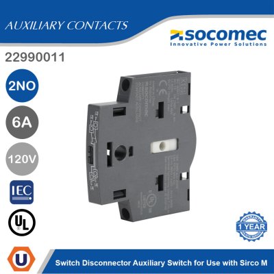 Socomec Switch Disconnector Auxiliary Switch for Use with Sirco M | 22990011