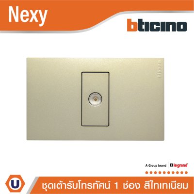 BTicino ชุดเต้ารับโทรทัศน์ ขนาด 1 ช่อง สีไทเทเนียม TV female socket 1 module Titanium รุ่น Nexy