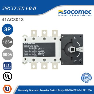 Socomec Manually Operated Transfer Switch Body SIRCOVER I-0-II 3P 125A | 41AC3013