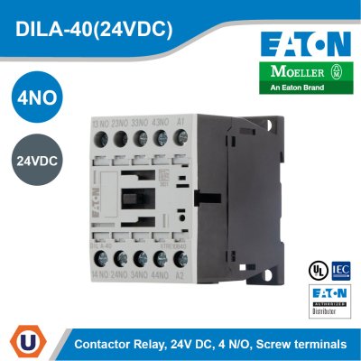 EATON Contactor Relay 24 VDC 4 NO Screw Terminals DC Operation | DILA-40(24VDC)