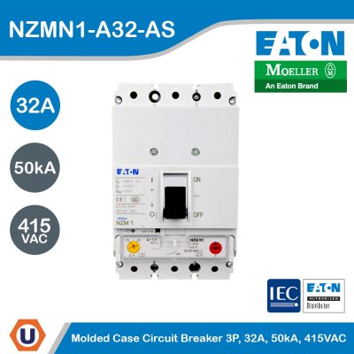 EATON Molded Case Circuit-Breaker (MCCB) 3P 32A 50kA 415VAC | NZMN1-A32-AS
