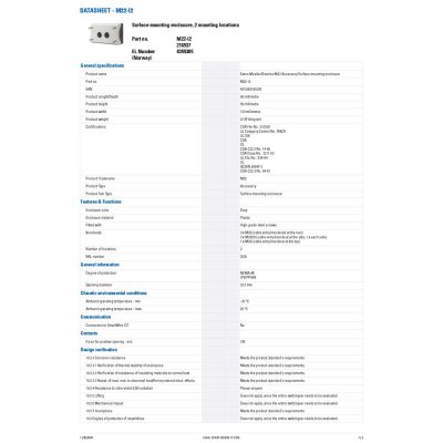 Eaton Moeller series M22 Accessory Surface mounting enclosure Surface mounting enclosure, 2 mounting locations | M22-I2