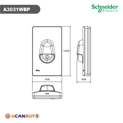 Schneider สวิตช์กดกระดิ่งกันน้ำ IP44 สีขาวพร้อมไฟสัญญาณสีฟ้า + กล่องกระดิ่งสีขาว รุ่น Concept