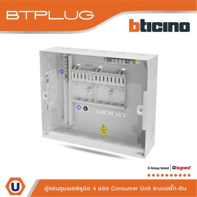 BTicino ตู้คอนซูเมอร์ยูนิต (ปลั๊ก-อิน) 4ช่อง Consumer Unit Plug-In BTPLUG รุ่น BTCN4