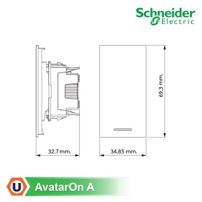 Schneider Electric สวิตซ์ทางเดียว พร้อมพรายน้ำ สีขาว 1 รุ่น AvatarOn A I M3T31_M1F_WE