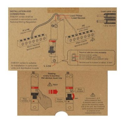 ABB ลูกเซอร์กิตเบรกเกอร์กันไฟดูด,ไฟรั่ว RCBO 16A รุ่น DSE201-C16-AC30 / 1P / 16A / 30mA / 6kA ตัดวงจรภายใน 3 มิลลิวินาที