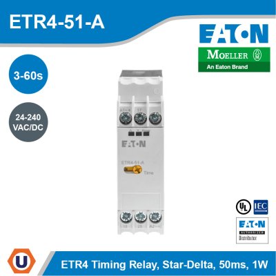 EATON Timing relay star-delta 50ms 1W 3-60s 24-240VAC/DC | ETR4-51-A