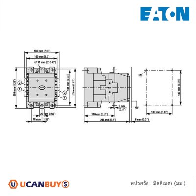 EATON Contactor,380 V 400 V 212 kW,2 N/0, 2 NC,RA 250: 110 - 250 V 40 - 60Hz Operation,Screw Connection | DILM400/22(RA250)