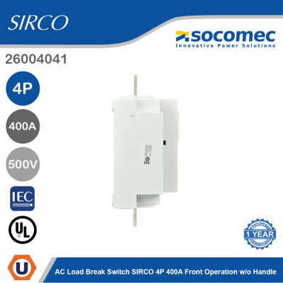 Socomec AC Load Break Switch SIRCO 4P 400A Front Operation w/o Handle | 26004041