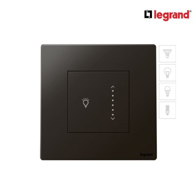 Legrand สวิตซ์ไฟหรี่ดิมเมอร์แบบสัมผัส (สำหรับหลอด LED) 300W สีดำ 1G Touch Sliding Dimmer | Mallia Senses | 281286MB