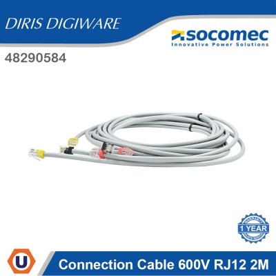Socomec Connection Cable 600V RJ12 2M For Use With DIRIS Digiware Range| 48290584