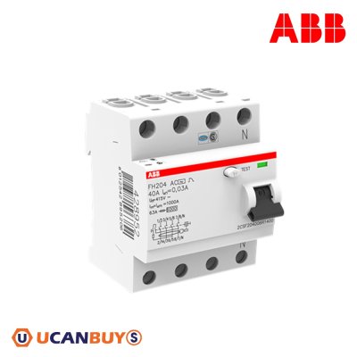 ABB 2CSF204006R1400 Residual Current Circuit Breaker (RCCB) 6kA AC-40A/30mA 4P FH204 AC-40/0.03