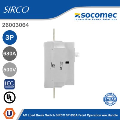 Socomec AC Load Break Switch SIRCO 3P 630A Front Operation w/o Handle | 26003064
