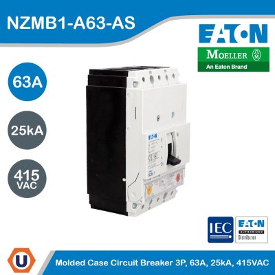 EATON Molded Case Circuit-Breaker (MCCB) 3P 63A 25kA 415VAC | NZMB1-A63-AS