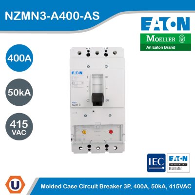 EATON Molded Case Circuit-Breaker (MCCB) 3P 400A 50kA 415VAC | NZMN3-A400-AS