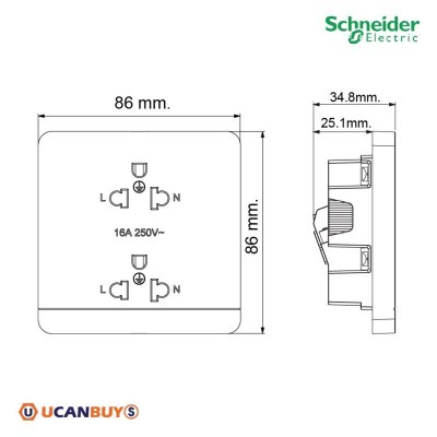 100ชุด | Schneider Electric เต้ารับคู่ 3ขา มีกราวด์ มีม่านนิรภัย สีทอง รุ่น AvatarOn E | E83426UES2_WG