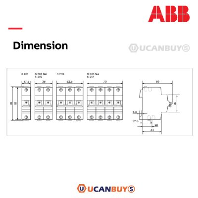 ABB ลูกเซอร์กิตเบรกเกอร์กันไฟดูด,ไฟรั่ว RCBO 20A รุ่น DSE201-C20-AC30 / 1P / 20A / 30mA / 6kA ตัดวงจรภายใน 3 มิลลิวินาที