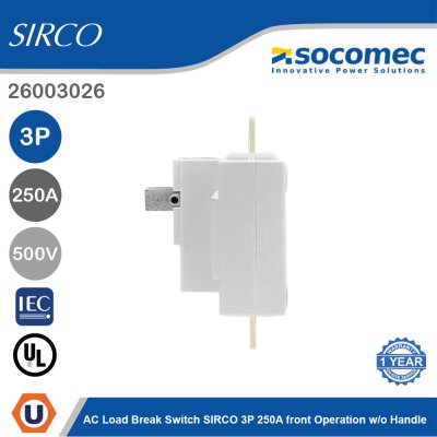 Socomec AC Load Break Switch SIRCO 3P 250A Front Operation w/o Handle | 26003026